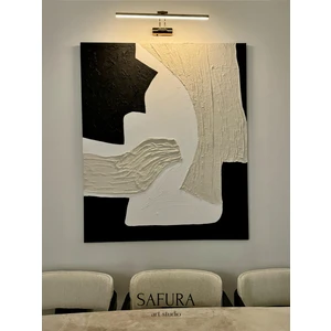 Safura Art Studio Dokulu Tablo – El Yapımı 3 Boyutlu Alçı Minimalist Doku, Modern Iskandinav Kabartmalı (Nefes No:2)