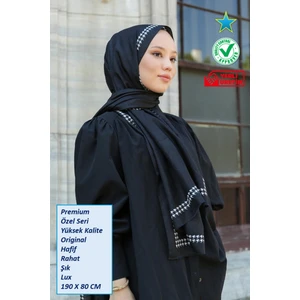 Hint İpek Hint Ipek Premium Lux Original Monogram Şal (Ipek Vual, Özel Seri, Yüksek Kalite, Hafif, Rahat, Şık, Tesettür Giyim, Shawl, Hijab)