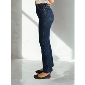 Bees Jeans Indigo Mavi Boy Fit Kesik Paça Jean