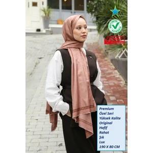 Hint İpek Hint Ipek Premium Lux Original Monogram Şal (Ipek Vual, Özel Seri, Yüksek Kalite, Hafif, Rahat, Şık, Tesettür Giyim, Shawl, Hijab)