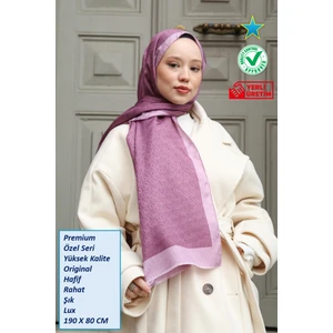 Hint İpek Hint Ipek Premium Lux Original Monogram Şal (Ipek Vual, Özel Seri, Yüksek Kalite, Hafif, Rahat, Şık, Tesettür Giyim, Shawl, Hijab)