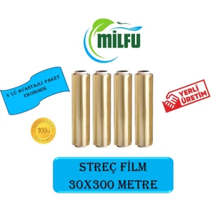 Gıda Streç Film 30 cm x 300 Metre 4'lü Ekonomik Paket