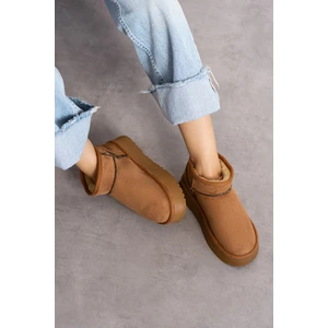 Kadın Taba Mini Süet Içi Kürklü Yüksek Kalın Taban Kışlık Bot