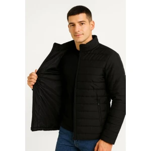 Rawea Fashion Erkek Bomber Mont Ceket – Su Itici Kumaş, Kapitone Astarlı, Fermuarlı, Kışlık - Siyah