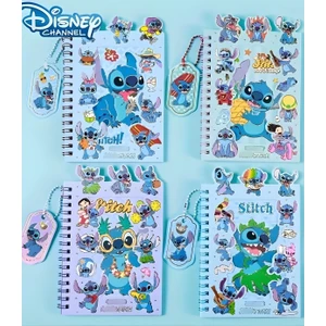 ÖZ OFİS Stitch Sticker Defter 16 Sayfa Sticker 8 Sayfa Not Defteri Anahtarlık Hediyeli
