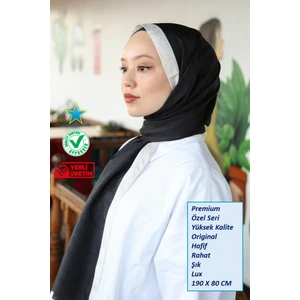 Hint İpek Hint Ipek Premium Lux Original Monogram Şal (Ipek Vual, Özel Seri, Yüksek Kalite, Hafif, Rahat, Şık, Tesettür Giyim, Shawl, Hijab)