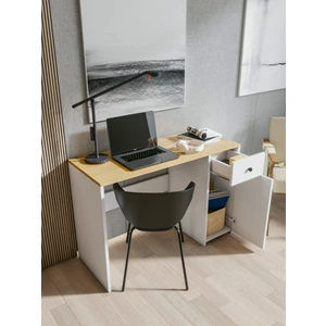 Çalışma Masası Parlak Beyaz Marbella Çekmeceli Bilgisayar Masası Dolaplı Masa