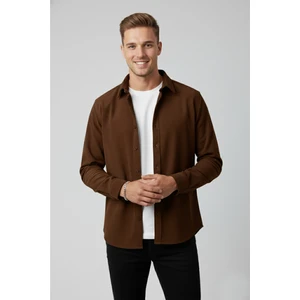 Erkek Kiremit Kadife Fitilli Rahat Kesim Gömlek Yumuşak Dokulu Likralı Kadife Gömlek 2600758