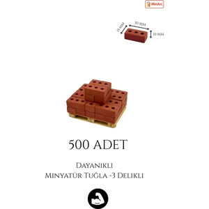 Minyatür 3 Delikli Tuğla Seti 500 Adet + 500 gr Harç (Maket Tuğla, Hobi, Mimari,inşaat Seti)