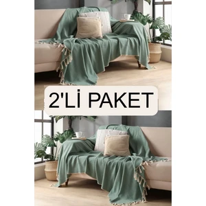 Miracolo Home Yeşil Sık Dokuma Pamuklu Dekoratif Koltuk Örtüsü Seti 170X230 Boyutlu Optimal Kaymaz Tasarım (2 Adet)-Bej