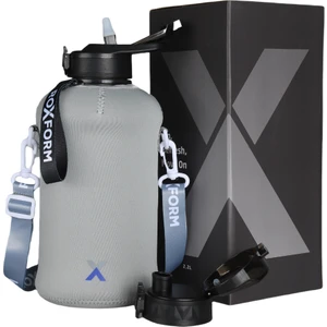 Suluk Matara 2200 Ml, Premium Pp Malzeme, Sağlıklı Bpa & Bps Içermez, Kılıflı, Çift Kapaklı, Koku Yapmaz, Sızdırmaz ve Dayanıklı, Gri Kılıf, Siyah