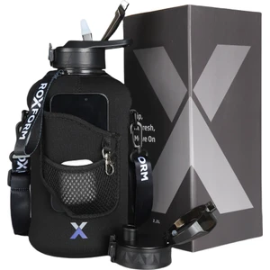 Suluk Matara 2200 Ml, Premium Pp Malzeme, Sağlıklı Bpa & Bps Içermez, Kılıflı, Çift Kapaklı, Koku Yapmaz, Sızdırmaz ve Dayanıklı, Siyah Cep Kılıf, Siyah