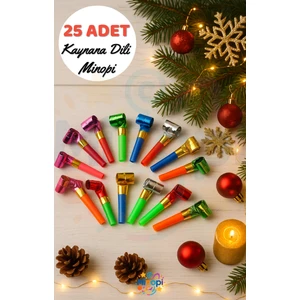 25 Adet Yılbaşı Uzayan Düdük Kaynana Dili Rengarenk Parti ve Doğum Günü Düdüğü