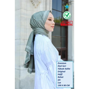 Hint İpek Hint Ipek Premium Lux Original Monogram Şal (Ipek Vual, Özel Seri, Yüksek Kalite, Hafif, Rahat, Şık, Tesettür Giyim, Shawl, Hijab)