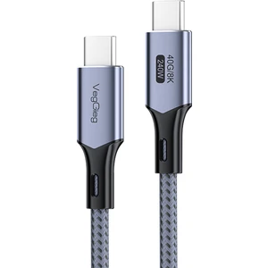 USB 4.0 E-Mark 240W 40Gbps Thunderbolt 4 8K 60Hz Type-C Görüntü Hızlı Şarj ve Data Kablosu 50 CM