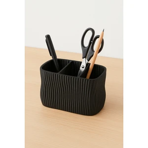 Siyah Dalgalı 3D Baskı 3 Gözlü Masa Organizer)