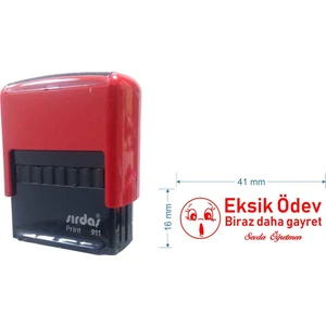 911 Kişiye Özel Emojili Öğretmen Kaşesi Kırmızı 41x16 mm Otomatik Kaşe