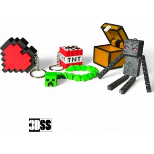 Minecraft 5'li Figür Seti Pinyata Dolum Hediyelik Clicker Kalp Anahtarlık Dahil