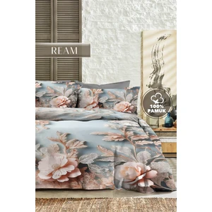 %100 Pamuk Ranforce Çeyizlik Luxury 5d Dijital Çift Kişilik Nevresim Takımı Blue Gray