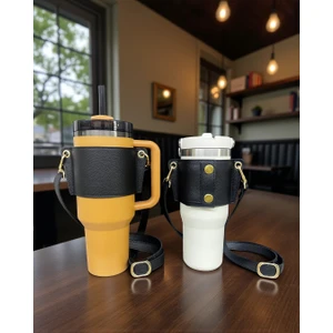 Termos Taşıma Çantası Askısı Omuz Askılı 1.18 Lt ve 0.89 Lt ile Uyumlu Vegan Deri Ayarlanabilir