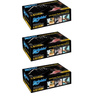 Çok Amaçlı Siyah Nitril Eldiven (XL) 100lü Paket 3 Adet (Gıdaya Uygun)