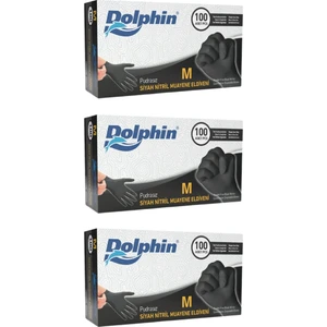 Çok Amaçlı Siyah Nitril Eldiven (M) 100lü Paket 3 Adet 