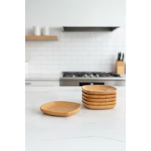 Kare Çay Tabağı Seti 6 Adet Bambu Malzeme ile Zarif Sunumlar İçin