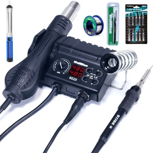 WH-882D Dijital Sıcak Hava Üflemeli Isı Ayarlı Havya Lehim Istasyonu Seti ,10 Lu Havya Ucu , Lehim Pompası,cımbız,lehim Teli