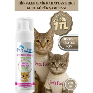 Pet's Fav Hipoalerjenik Hassas Ciltler Için Doğal Ve Organik Kuru Köpük Yavru Kedi Şampuanı
