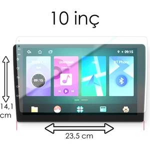 Universal Araç Multimedya 10 inç Nano Ekran Koruyucu Film – Çizilmez, Ultra Şeffaf, Parlama ve Parmak İzi Önleyici