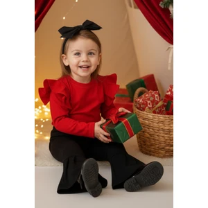 Parla Kids Kız Çocuk Coco Kırmızı Fırfırlı Uzun Kollu Ispanyol Alt Üst Eşofman Takım