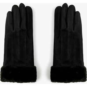 Suni Kürk Detaylı Süet Görünümlü Eldiven