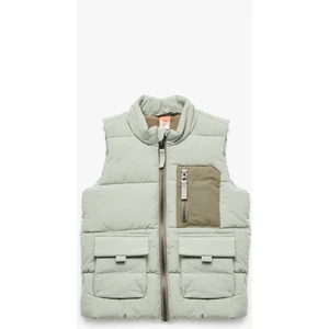 Dik Yaka Kolsuz Fermuarlı Cep Detaylı Şişme Yelek