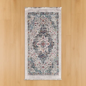 Soft Vintage Desenli Halı - Gri - 80X150 cm