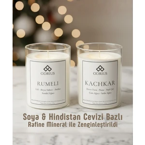 Zarif Mevsim Geçişi Kokulu Mum Seti – Gül, Sandal Ağacı, Çam, Sedir – 2’li Premium Mum – Soya & Hindistan Cevizi Bazlı ve Rafine Mineral ile Zenginleştirilmiş Özgün Mum Karışımı – (2x150g) - ODRIUS