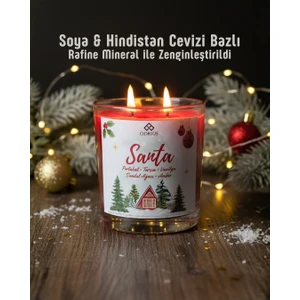SANTA Kokulu Mum – Portakal, Tarçın & Vanilya – Yılbaşı Ruhunu Yansıtan Sıcak Atmosfer – Soya & Hindistan Cevizi Bazlı ve Rafine Mineral ile Zenginleştirilmiş Özgün Mum Karışımı – 150 Gram - ODRIUS