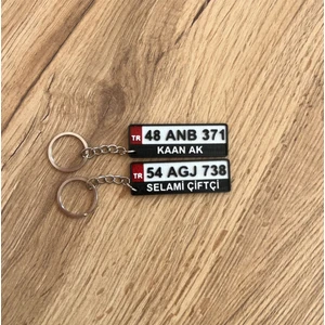 Kişiye Özel Plaka Anahtarlık Çiftli Set (2 Adet) - Isimli ve Plakalı Araç Anahtarlığı