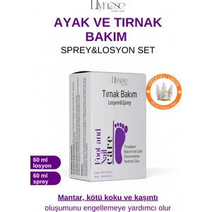 Ayak ve Tırnak Bakım Seti: Mantar, Koku ve Kaşıntıyı Gideren Losyon ve Sprey (60 ml + 60 ml)