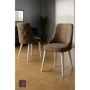 Esa 2 Adet Babyface Kumaş, Beyaz Metal Ayaklı, Mutfak ve Yemek Odası Sandalyesi