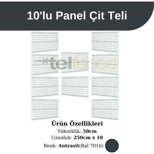 10 ‘lu Panel Çit Teli 50x250 Cm Antrasit (25 Metre)