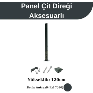 Panel Çit Direği Aksesuarlı Antrasit 120 Cm