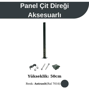 Panel Çit Direği Aksesuarlı Antrasit 50 Cm