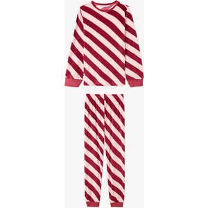 Gül Kurusu Kız Çocuk Çizgili Uzun Kollu Pijama Takımı