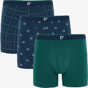 Erkek Geometrik Desenli Logolu 3'lü Boxer