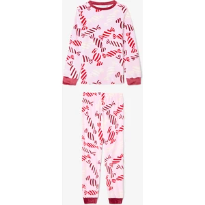 Pembe Kız Çocuk Candy Yeni Yıl Desenli Yumuşak Dokulu Pijama Takımı