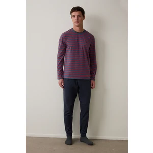 Kırmızı Erkek Çizgili Jogger Pijama Takımı