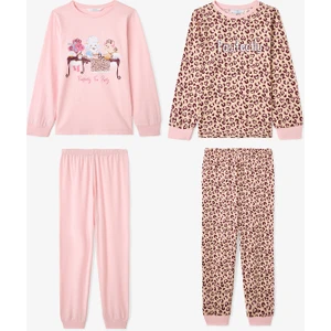 Kız Çocuk Pawfectly Leopar Desenli Pamuklu 2'li Uzun Kollu Pijama Takımı