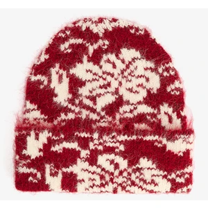 Şarap Çiçek Detaylı Çizgili Bere