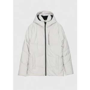 Bej Regular Fit Kapüşonlu Casual Dokuma Mont