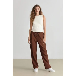 Jogger Pantolon Keten Görünümlü Cepli Yüksek Bel Düz Paça R0433AZ25SP